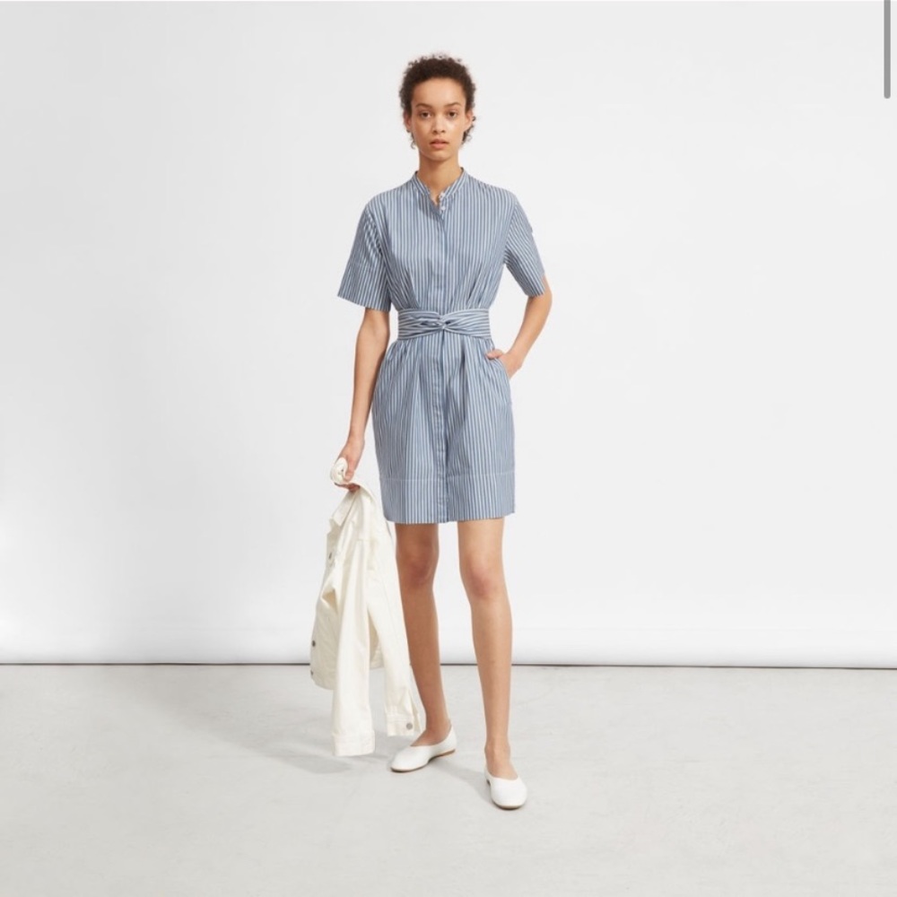 Everlane Collarless Striped Shirt Dress Size 6